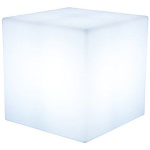 8 seasons design 32444 Decoratieve kubus verlicht Shining Cube (E27, 43 cm groot, voor binnen en buiten, uv-, regen- en vorstbestendig, tuinverlichting, lichtkubus, kubuskruk, decoratieve tuinfeest) 44 cm Wit