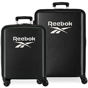 Reebok Roxbury Kofferset, zwart, 55/70 cm, robuust, ABS-kunststof, geïntegreerde TSA-sluiting, 119,4 l, 6 kg, 4 dubbele wielen, handbagage, Zwart, Set de maletas, kofferset