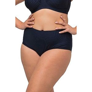 Ulla Popken Dames grote maten plus size midislips, set van 2, krijtstrepen, hoger gesneden nachtblauw 42+ 800279139-42+, nachtblauw, 42