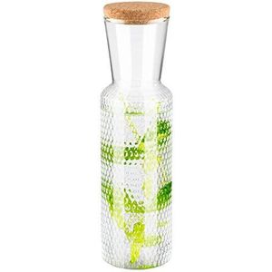 APS Glazen karaf ""Dots"", Waterkaraf van glas, Transparante waterkan met kurken deksel, Glazen kan, 27 cm hoogte, 0.7 l inhoud