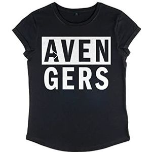 Marvel Dames Avengers Classic Avengers Icon Women's Rolld Sleeve T-shirt, zwart, L