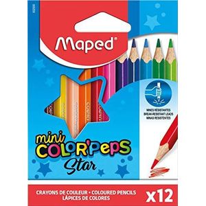 Maped - Ergonomische driekantige kleurpotloden, kleurpotloden kleurpotloden COLOR'PEPS STAR MINI - 12 x pennen - ideaal voor onderweg