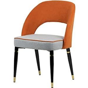 Adda Home stoel, fluweel, oranje/lichtbruin/wit/zwart/goud, medium