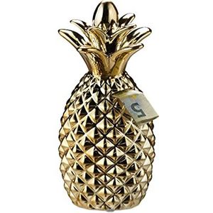 Relaxdays spaarpot, spaarpot in trendy design, munten & biljetten, decoratie ananas, HxD 24 x 10,5 cm, goud, 1 stuk