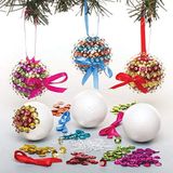 Baker Ross AR754 pailletten kogelkits voor de kerstboom - creatieve kunst- en knutselaccessoires voor kinderen om te knutselen en te decoreren (3 stuks), gesorteerd