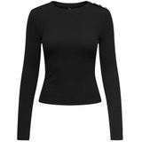ONLY - ONLCHECKIE - Longsleeve - Zwart - Slanke Pasvorm