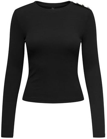 ONLY - ONLCHECKIE - Longsleeve - Zwart - Slanke Pasvorm