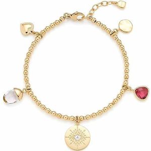 Leonardo Jewels Giselle 023215 Damesarmband van roestvrij staal, IP goud, met 5 kleine bedelhangers, lengte 18-20 cm, sieradencadeau voor vrouwen, Eine Grösse, Roestvrij staal, Geen edelsteen