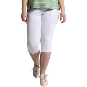 Ulla Popken Dameslegging met kant aan de zijkant, capri-leggings van biologisch katoen, sneeuwwit, 50W / 32L