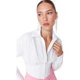 Trendyol Dames geweven Glamour Slim Fit hemdkraag, ecru, 68, ECRU, 66 NL