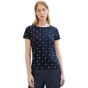 TOM TAILOR T-shirt voor dames, 35663 - Navy Anchor Design, XXS