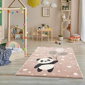 Jimri Vloerkleed voor kinderkamer - tapijten voor kinderkamer, kindertapijt, kindertapijt, meisjes, beer, panda, lichtroze, maat: 160x230 cm)