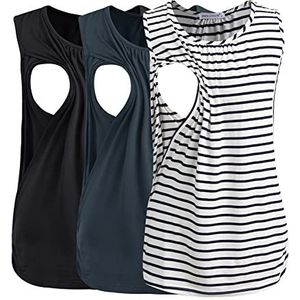 Smallshow Dames, Zwart-donker grijs-witte streep (3 stuks), M