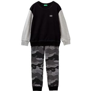 United Colors of Benetton Pig(tricot + pant) 3VR50P056 pyjamaset, zwart 100, M kinderen, Nero 100, M