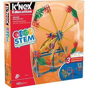 K'NEX Education, STEM Exploration Tandwielen Bouwset, Basic Fun, 79318, educatieve set met 3 werkende ontwerpen, techniek voor kinderen, bouwspeelgoed voor jongens en meisjes van 8 jaar en ouder