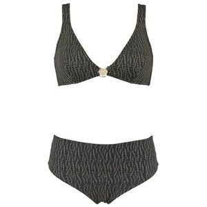 EMPORIO ARMANI Dames Lurex Driehoek Bikini Zwart L, Zwart Lrx Getextureerd, L