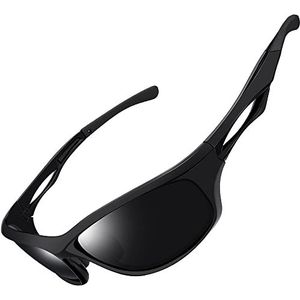 Joopin Gepolariseerde Zonnebril Heren Dames Sportbril Wrap Around Sunglasses Ultralichte Zonnebrillen Rijden Hardlopen Vissen UV400 bescherming (Mat Zwarte)