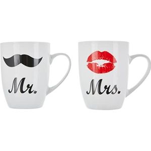 Out of the Blue Mok, porselein, koffiebeker ""Mr. en Mrs."" cadeauset