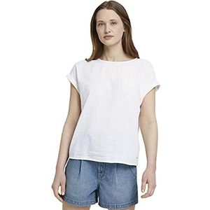 TOM TAILOR Denim Dames T-shirt van biologisch katoen 1026037, 10348 - Gardenia White, XXL