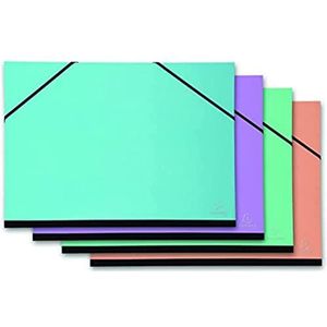 Exacompta - Ref. 25680E - Aquarel tekenbord - met elastieken - zwart papier binnenin - canvas rug - formaat 32x45 cm - A3 archiveringsformaat - 4 willekeurige kleuren