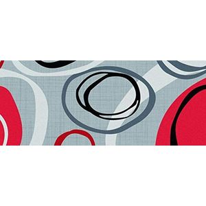 ID mat cirkel rood grijs boston, synthetische vezels, grijs-rood, 50 x 120 x 0,5 cm