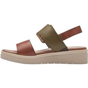 Tamaris Comfort 8-88706-42 723 Olive Comb Wedge Plateau voor dames, comfortabele extra brede alledaagse schoen, feestelijk, elegant, platte sandalen, 37 EU breed, Olive Kam, 37 EU Breed