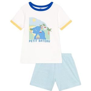 Petit Bateau Jongens Pyjacourt, wit/meerkleurig., 4 Jaar
