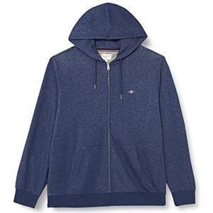 GANT REG Shield Full Zip Hoodie voor heren, Dark JEANSBLUE Melange, standaard, Dark Jeansblue Melange, S