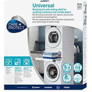 CARE + PROTECT Universele set met schuifbodem, geschikt voor wasmachines met een diepte van 47-62 cm, ruimtebesparend, eenvoudig te installeren, wit, afgeronde voorkant