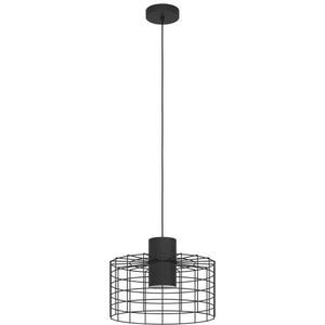 EGLO Hanglamp Milligan, 1-lichts pendellamp industrieel, eettafellamp van metaal in het zwart, wit, lamp hangend voor woonkamer, E27 fitting, Ø 38 cm