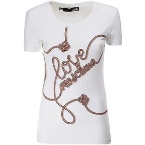 Love Moschino Dames Tight-fit Short-Sleeved T-shirt, Optical White, 42, wit (optical white), 42