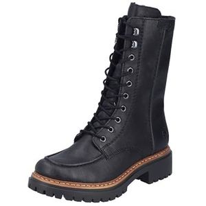 Rieker - Winterlaarsjes - Zwart - Blokhak - Veterschoenen met Warme Voering