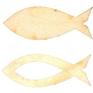 Petra's Knutsel-News 100-delige set vissen bestaande uit 50 houten vissen 30 mm breed in 2 verschillende designs hout, 3 cm