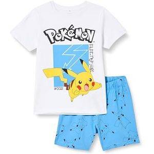 NAME IT Nkmmars Pokemon Ss Nightset Noos Sky pyjama voor jongens, Helder wit/detail: set top + shorts, 134-140