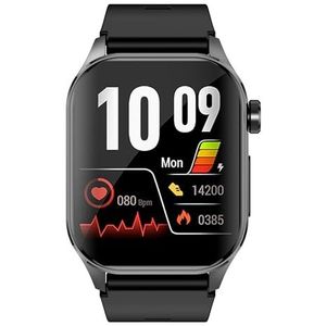 Knauermann PRO 3 (2024) zwart - gezondheidshorloge smartwatch met telefoonfunctie - OSRAM sensoren - ECG + HRV-functie - BT Bluetooth - slaapapneu - bloeddruk - siliconen band zwart, 14-24, zwart,