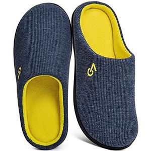VeraCosy Tweekleurige pantoffels van traagschuim voor heren, Blauwe Maïs, 6/7 UK