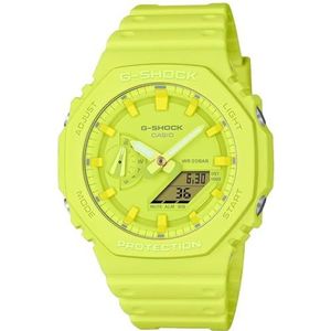 Casio Unisex analoog-digitaal Quarz horloge met plastic band GA-2100-9A9ER, Geel, GA-2100-9A9ER-AMZUK