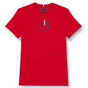 Tommy Hilfiger Heren Global Stripe Wreath Tee S/S T-shirts, rood, M, Primair Rood, M