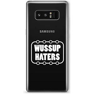 Zokko Beschermhoes voor Galaxy Note 8, Wussup Haters – zacht, transparant, inkt wit