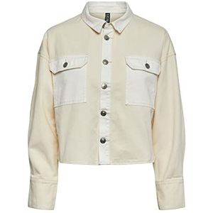 PCKAJA LS Contrast Jacket BC, Whitecap Gray/Detail: cloud Dancer, M