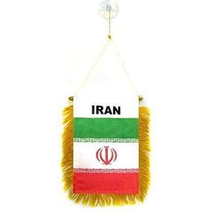 Iran mini Banner 6'' x 4'' - Iraanse - Perzische PENNANT 15 x 10 cm - mini Banners 4x6 inch zuignaphanger - AZ FLAG