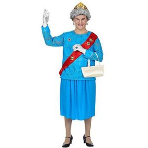 Widmann - Kostuum Koningin, mannenjurk, blouse, rok, sjerp, handschoenen, kroon, handtas, carnaval, vrijgezellenfeest, themafeest