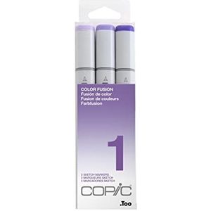COPIC Sketch Marker Set ""Color Fusion 1"", 3 kleuren, professionele penseelstiften op alcoholbasis met een flexibele en een medium brede punt.