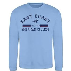 AMERICAN COLLEGE USA Sweatshirt met print, warme kleding, uniseks, kinderen, jongens en meisjes, casual, model ACSCRW2, hemelsblauw, 10 jaar, Turkoois, 10 ans