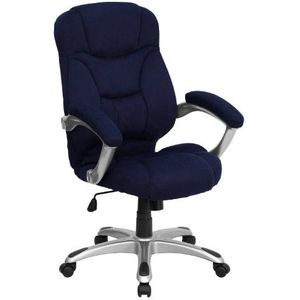 Flash Furniture Bureaustoel met hoge rugleuning, ergonomische draaistoel met armleuningen, microvezel, marineblauw