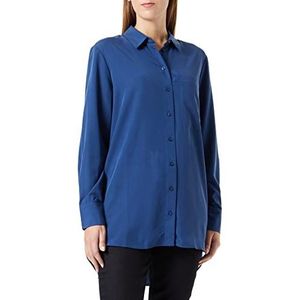 s.Oliver Twill-blouse voor dames, van viscosemix, Blauw 5659, 36