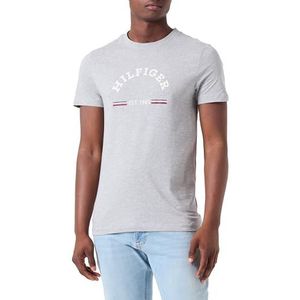 Tommy Hilfiger Heren T-shirt met korte mouwen en ronde hals, lichtgrijs Hei, XS