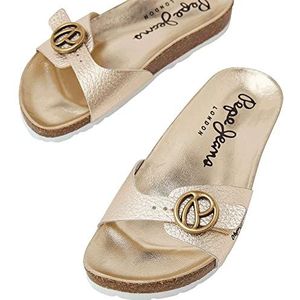 Pepe Jeans Oban Signature II, platte sandalen voor dames, Goud, 39 EU