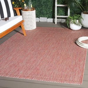 SAFAVIEH Courtyard Collection 4 'x 5'7' Rood/Beige CY8521 Binnen/Buiten Patio Achtertuin Mudroom Accent Rug