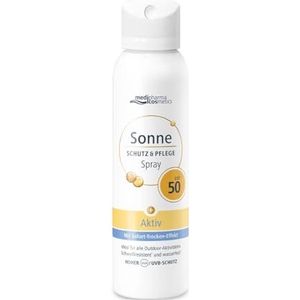 Medipharma Cosmetics Actieve aerosolspray met zonnebescherming, SPF 50, ultralichte formule en hoge uv-bescherming, zonneverzorging voor het sporten
